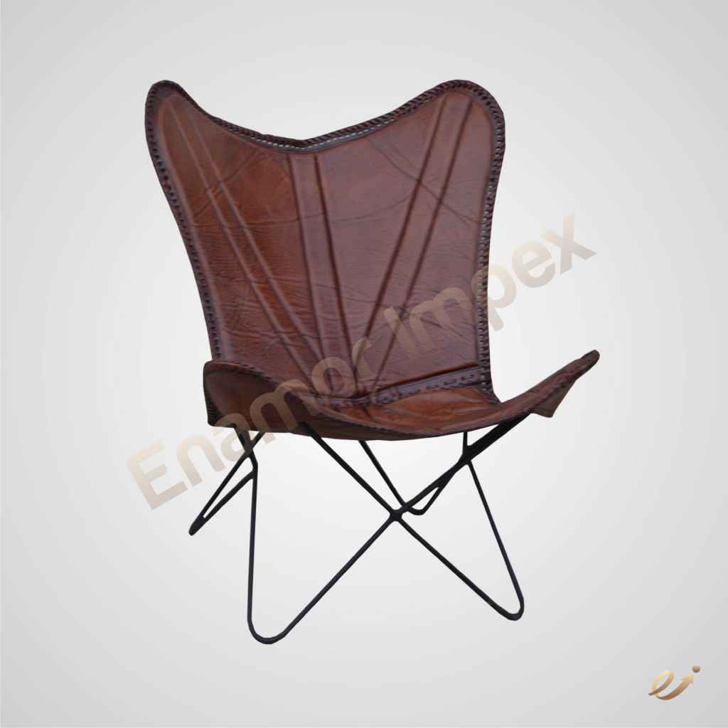 Leather Iron Butterfly Chair