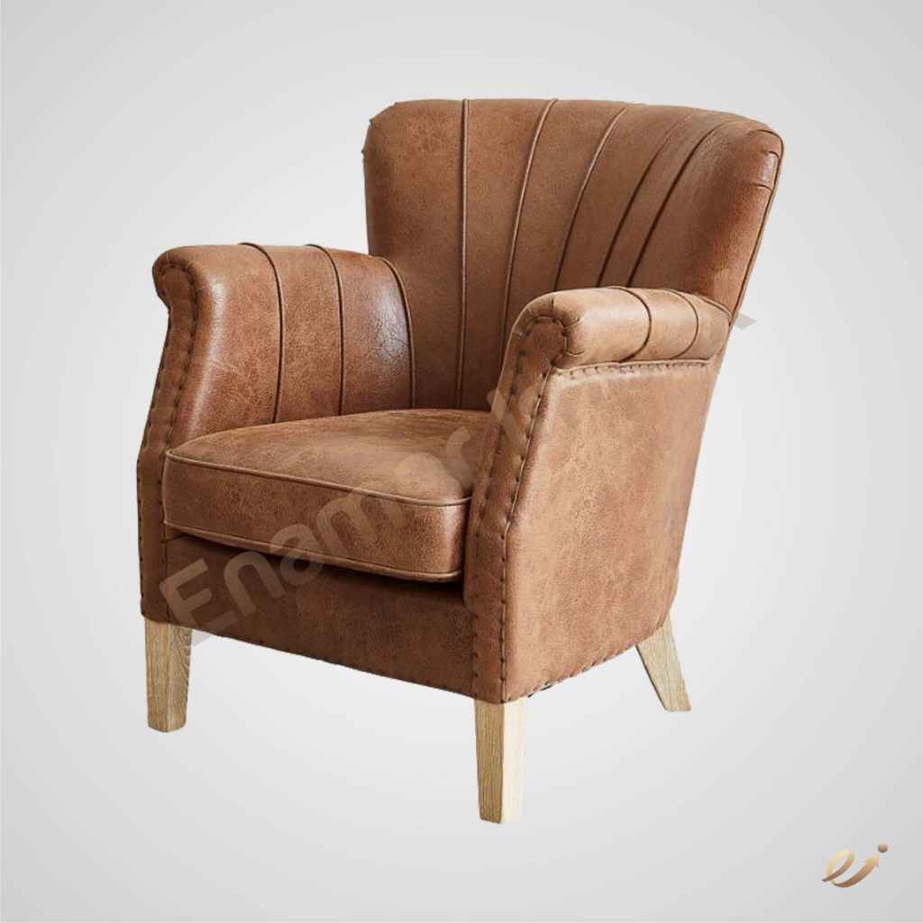 Modern Wingback Leather Sofa