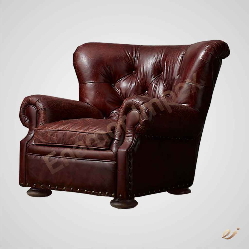 Classic Leather Button Sofa