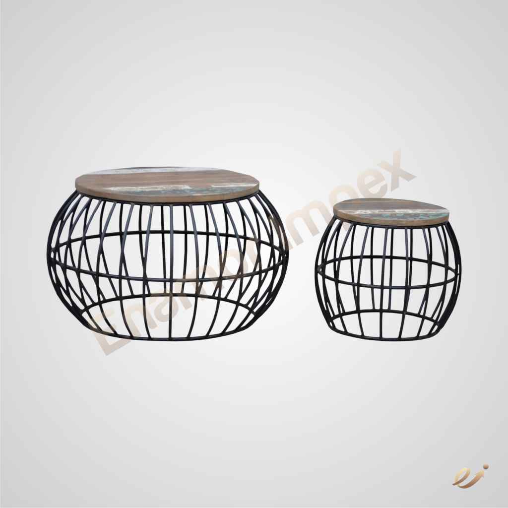 Iron Barrel Cage Coffee Table